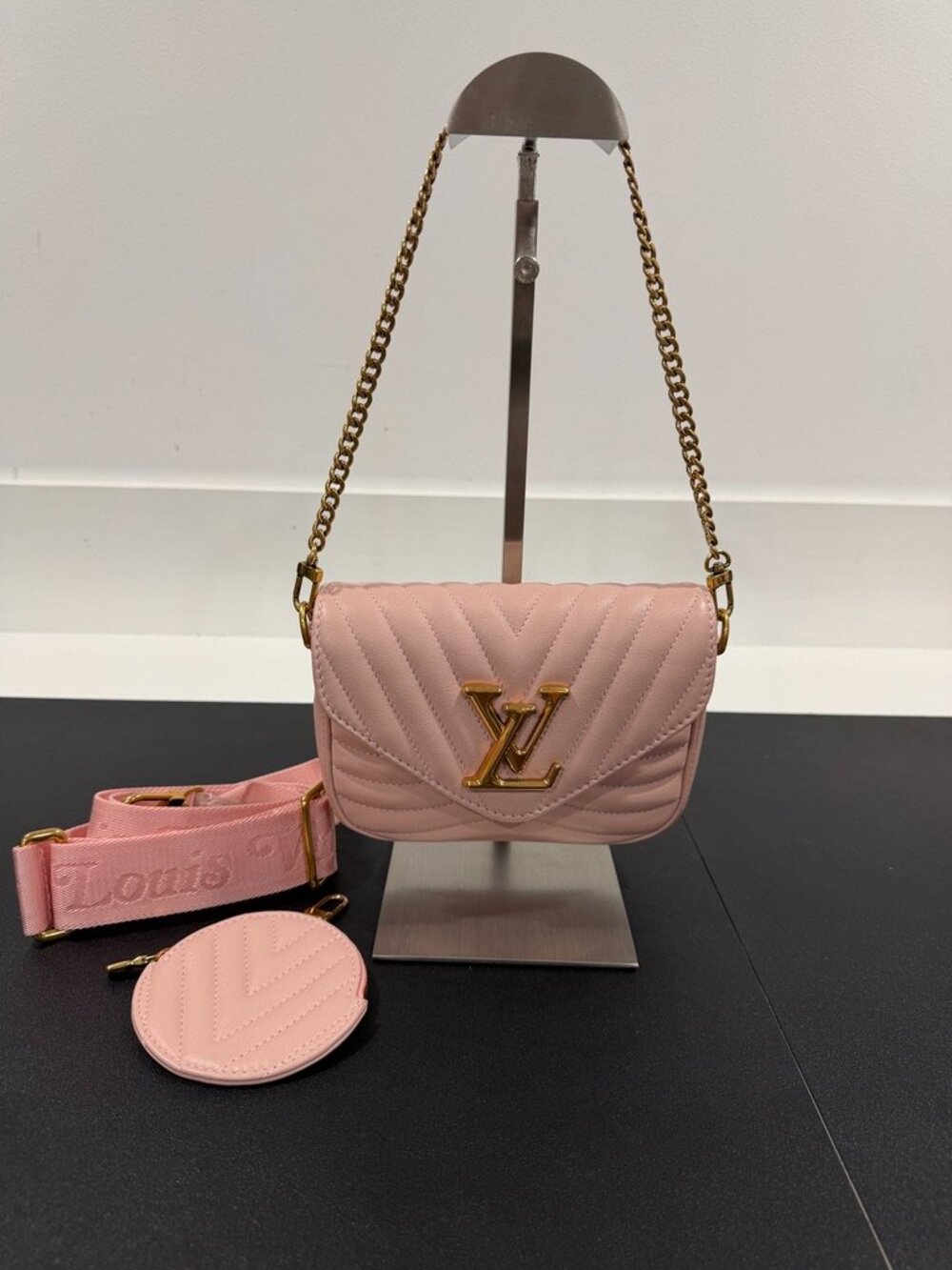 Louis Vuitton New Wave Multi-Pochette Pink Quilted Leather Crossbody (JB1599)